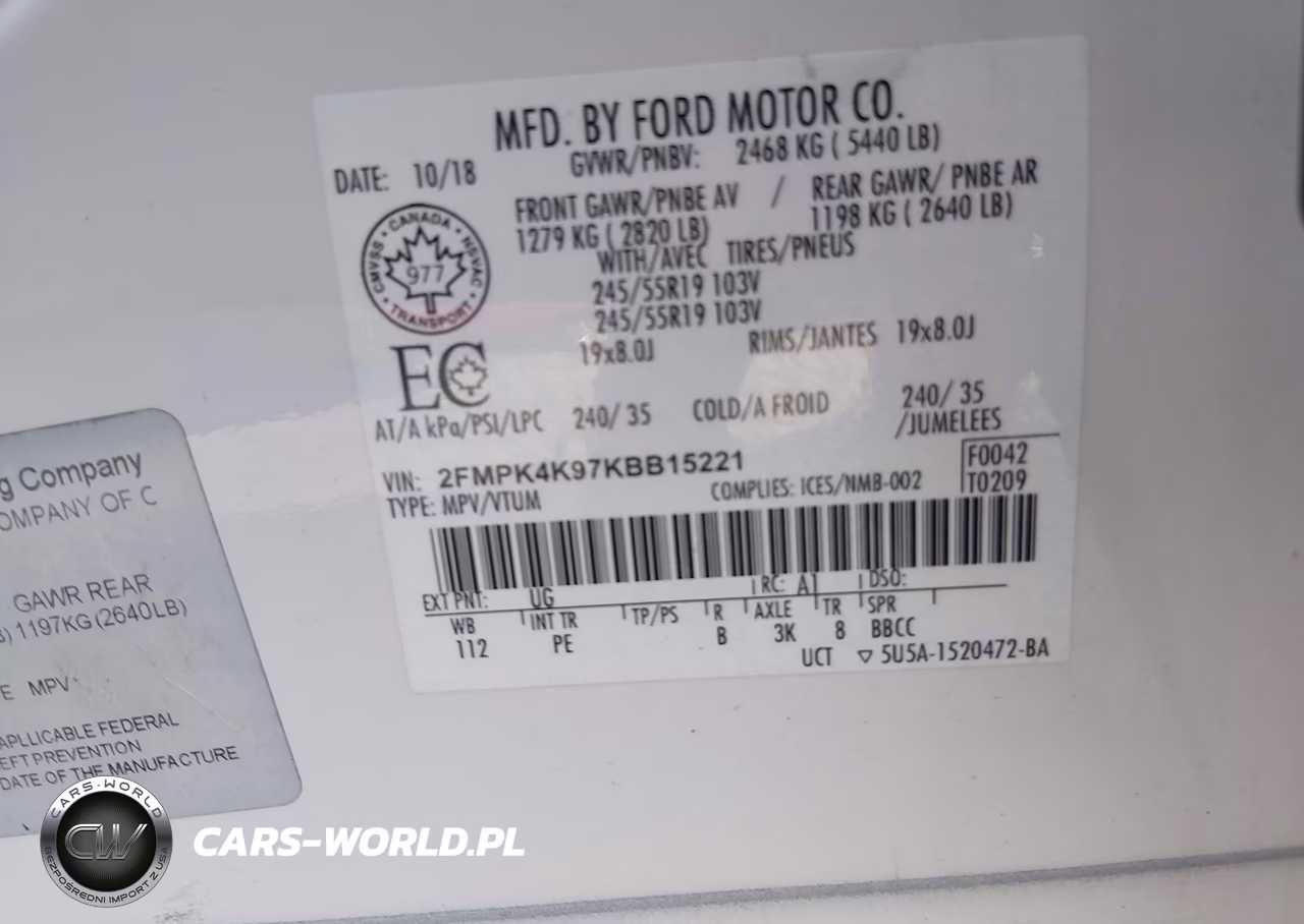 2019 Ford Edge Titanium VIN:2FMPK4K97KBB15221 - 9