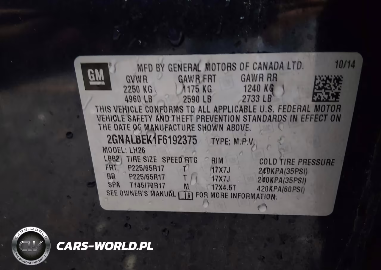 2015 Chevrolet Equinox Lt VIN:2GNALBEK1F6192375 - 9