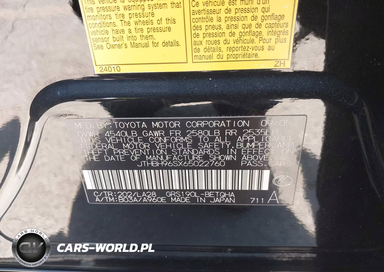 2006 Lexus Gs 300 VIN:JTHBH96SX65022760 - 9