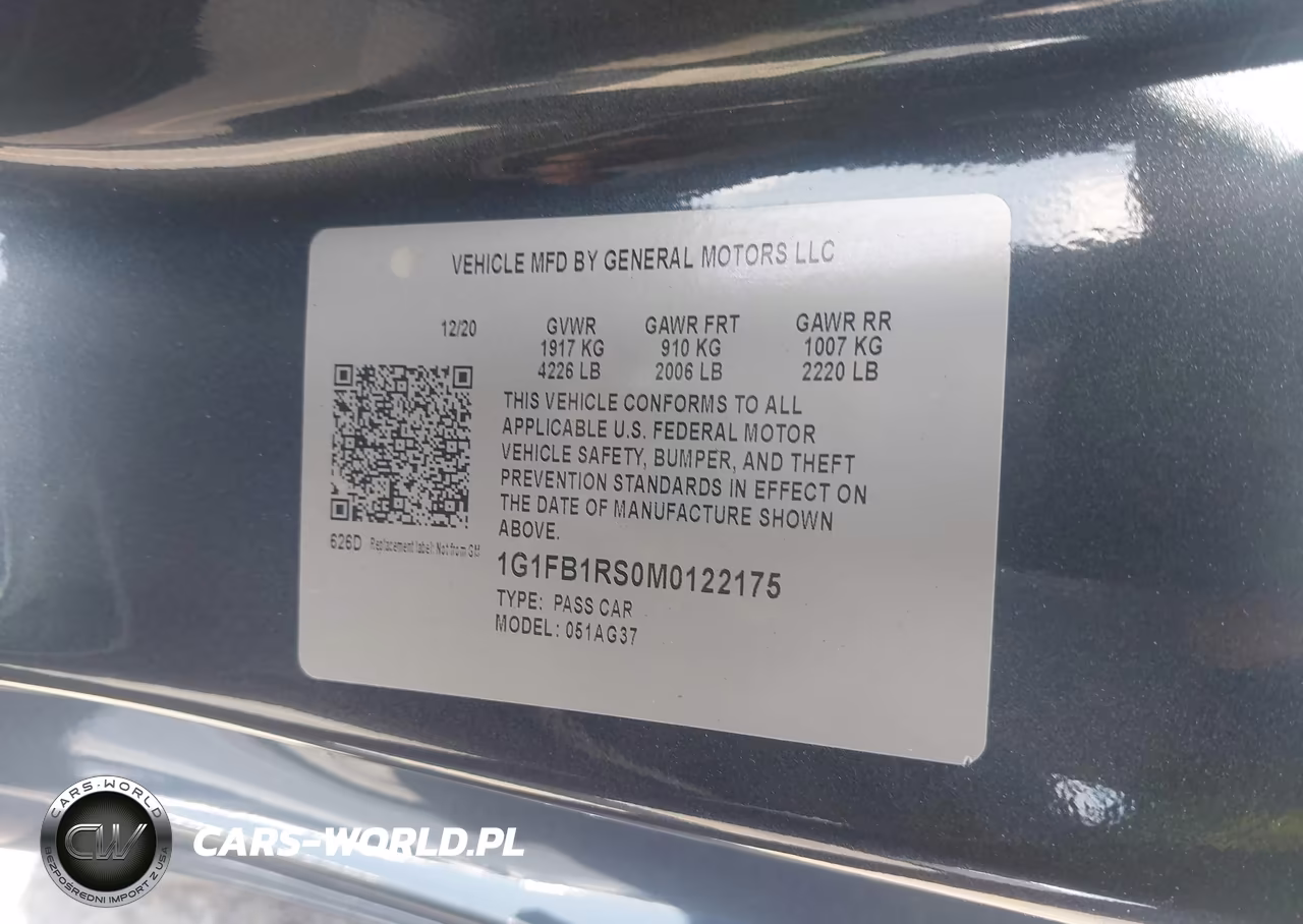2021 Chevrolet Camaro Rwd 1Lt VIN:1G1FB1RS0M0122175 - 9