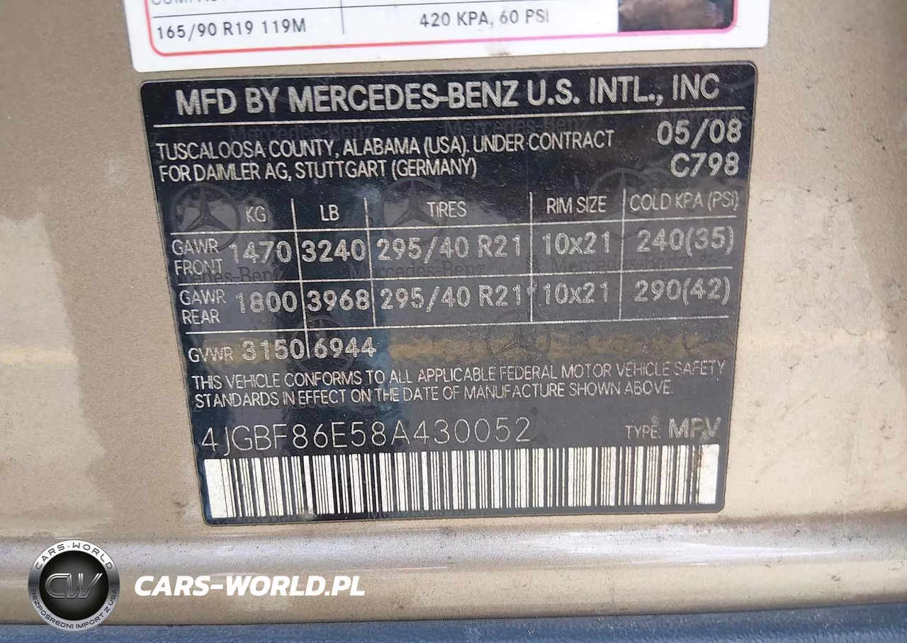 2008 Mercedes-Benz Gl 550 4Matic VIN:4JGBF86E58A430052 - 9