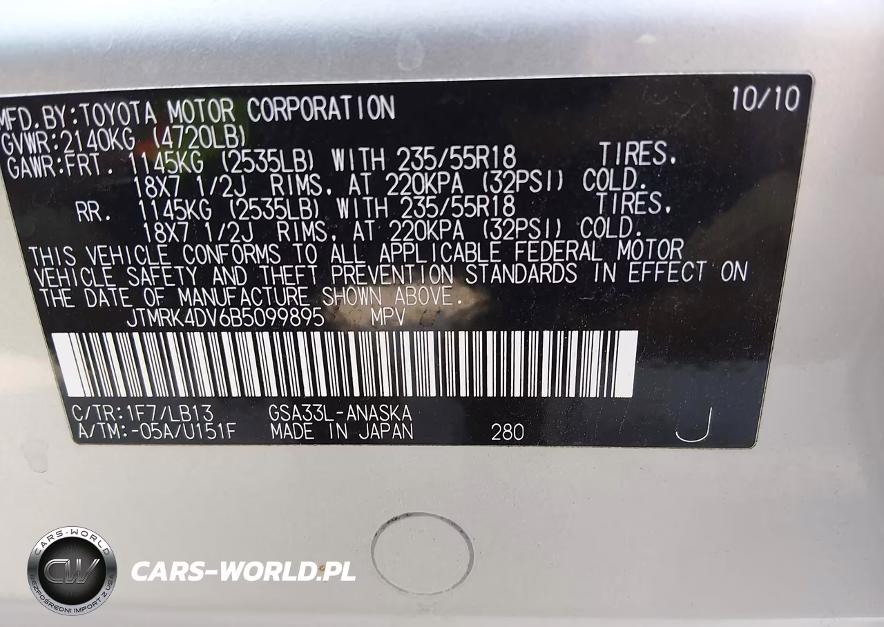 2011 Toyota Rav4 Sport V6 VIN:JTMRK4DV6B5099895 - 9