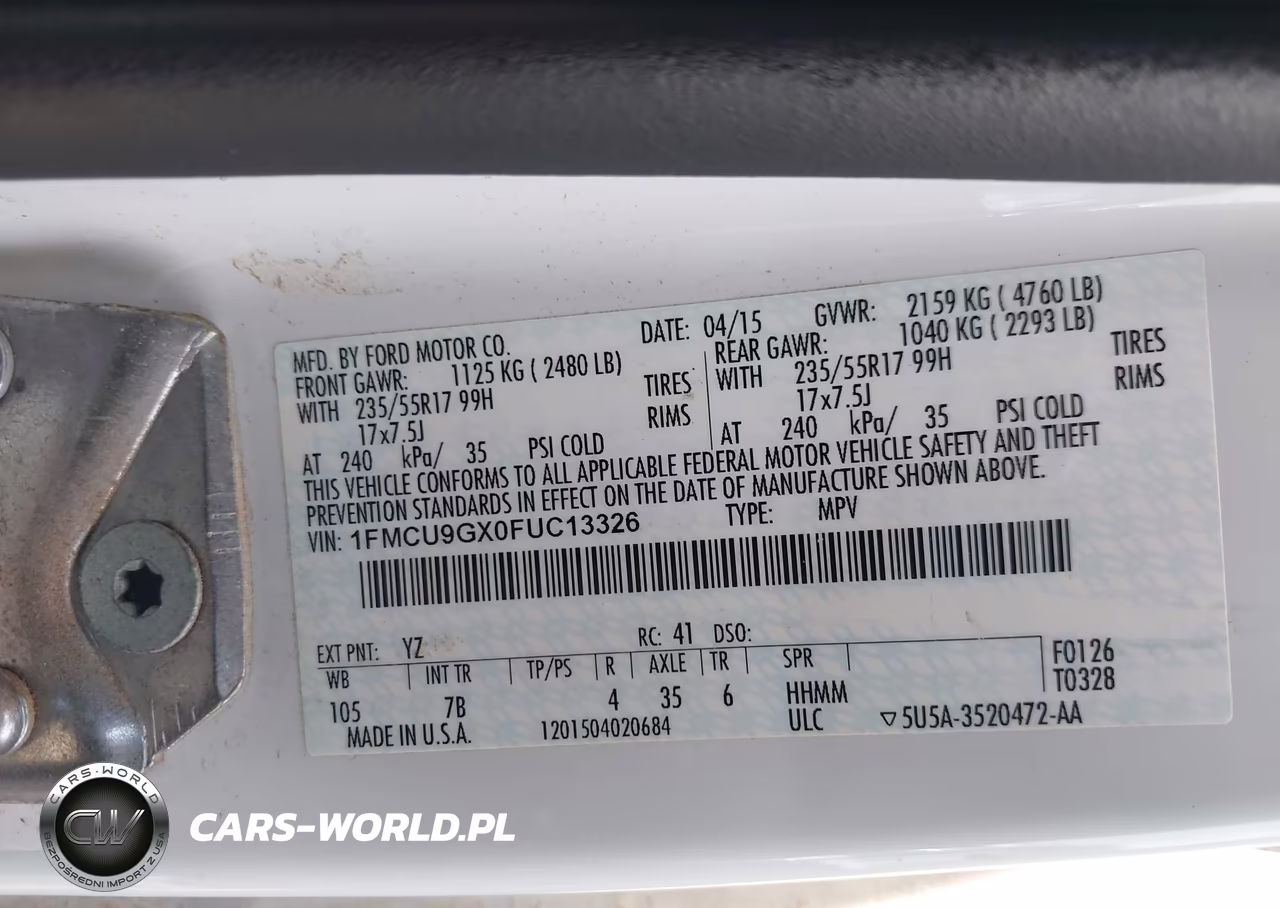 2015 Ford Escape Se VIN:1FMCU9GX0FUC13326 - 9