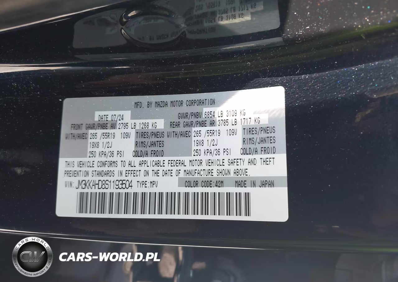 2025 Mazda Cx-90 Select VIN:JM3KKAHD8S1193504 - 9