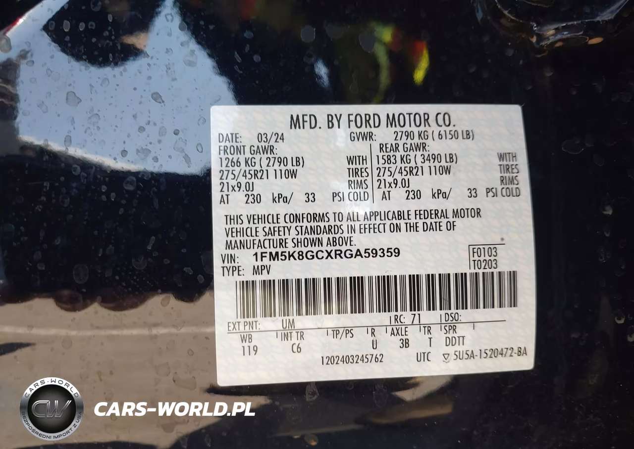 2024 Ford Explorer St VIN:1FM5K8GCXRGA59359 - 9
