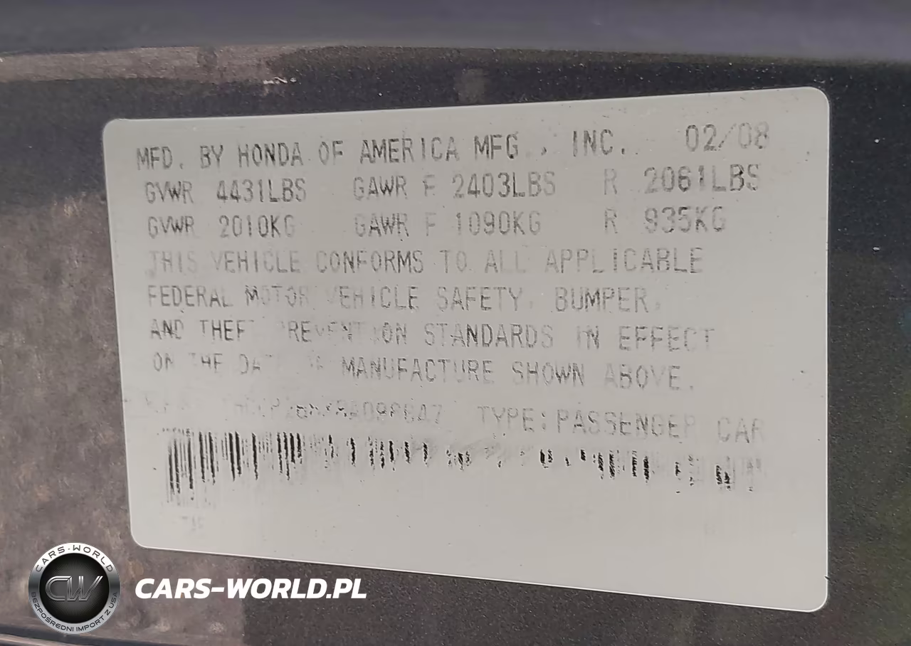 2008 Honda Accord 2.4 Ex-L VIN:1HGCP268X8A096647 - 9