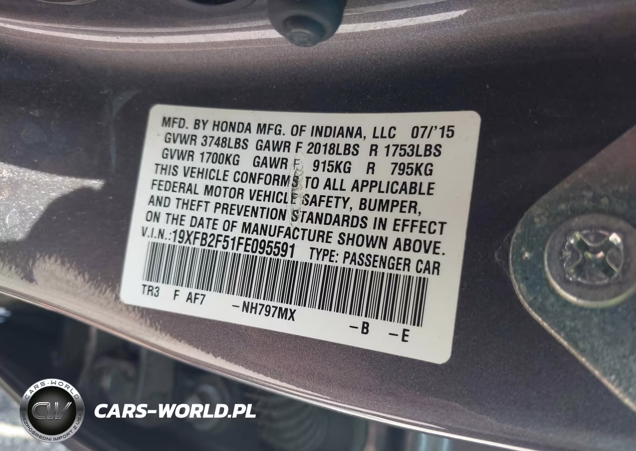 2015 Honda Civic Lx VIN:19XFB2F51FE095591 - 9