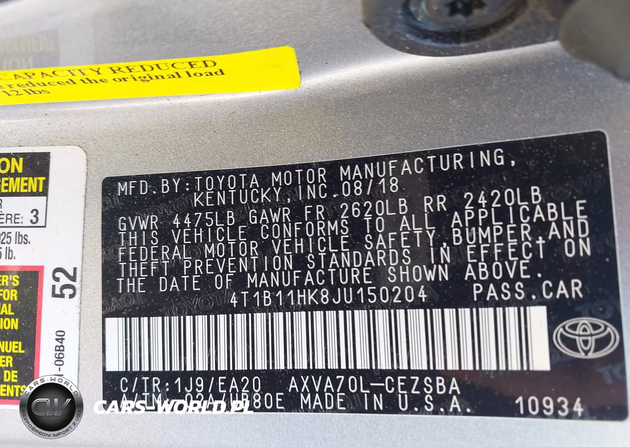 2018 Toyota Camry Se VIN:4T1B11HK8JU150204 - 9