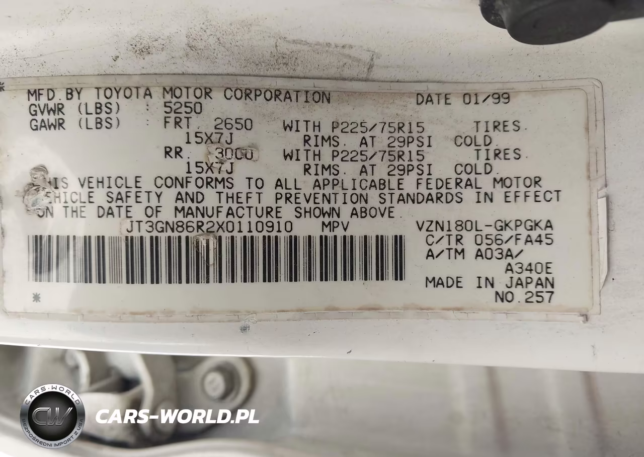 1999 Toyota 4Runner Sr5 V6 VIN:JT3GN86R2X0110910 - 9