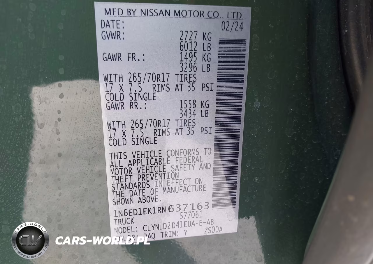2024 Nissan Frontier Pro-4X 4X4 VIN:1N6ED1EK1RN637163 - 9