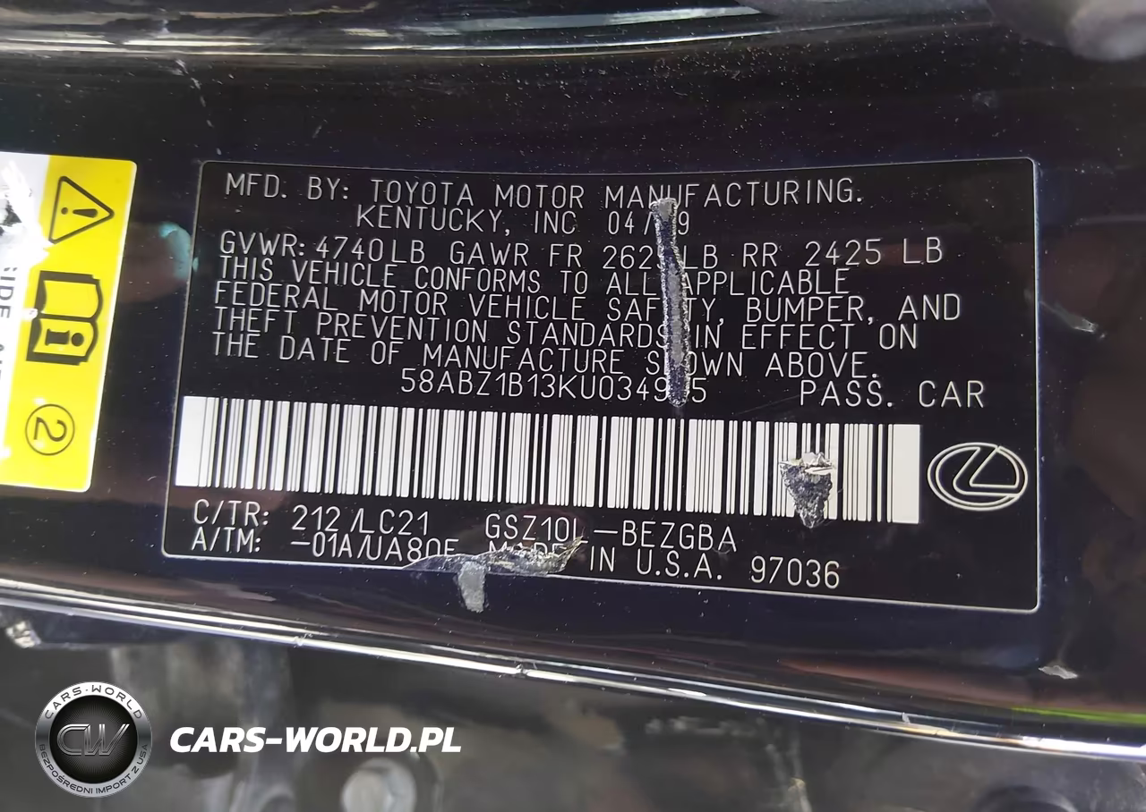 2019 Lexus Es 350 Ultra Luxury VIN:58ABZ1B13KU034945 - 9