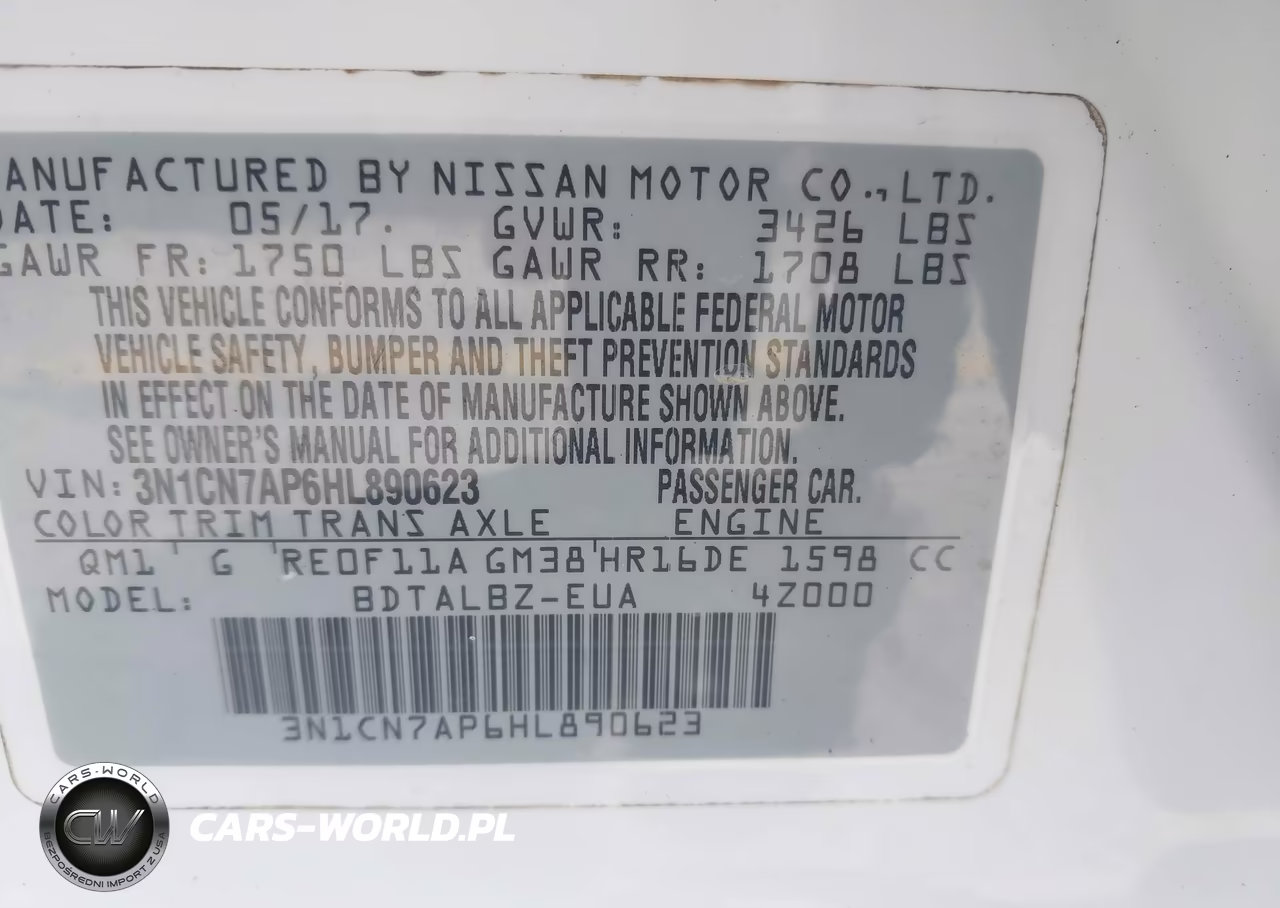 2017 Nissan Versa 1.6 Sv VIN:3N1CN7AP6HL890623 - 9