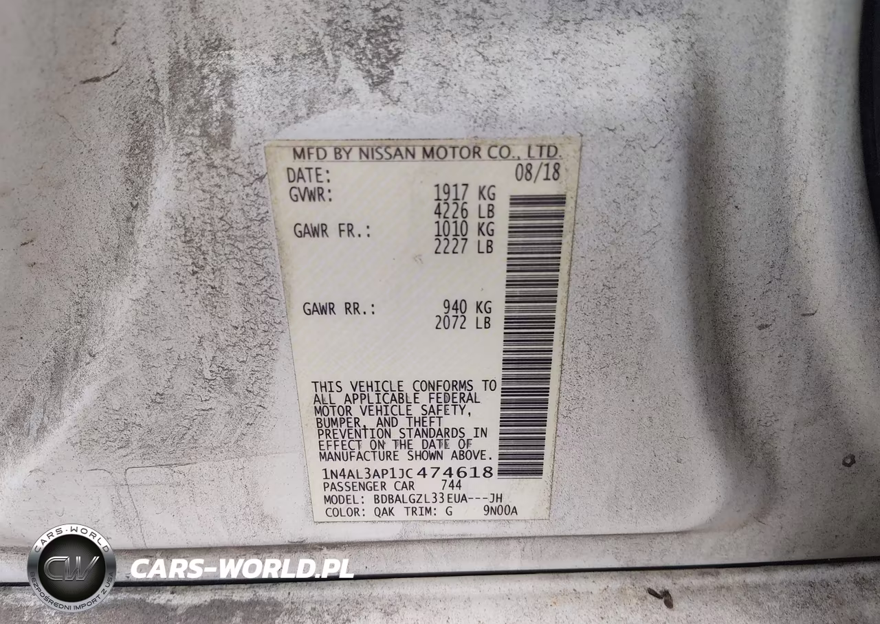 2018 Nissan Altima 2.5 S VIN:1N4AL3AP1JC474618 - 9