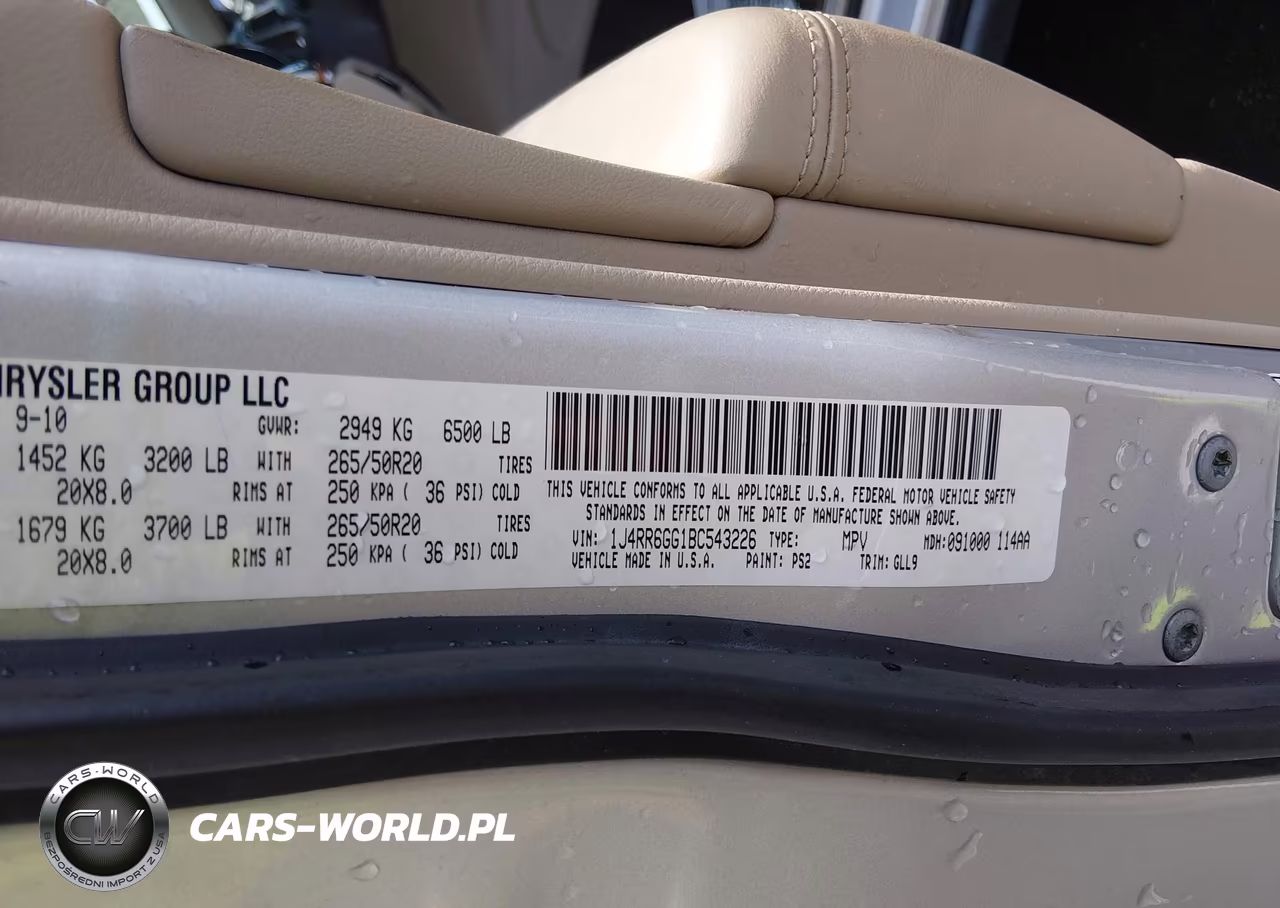 2011 Jeep Grand Cherokee Overland VIN:1J4RR6GG1BC543226 - 9