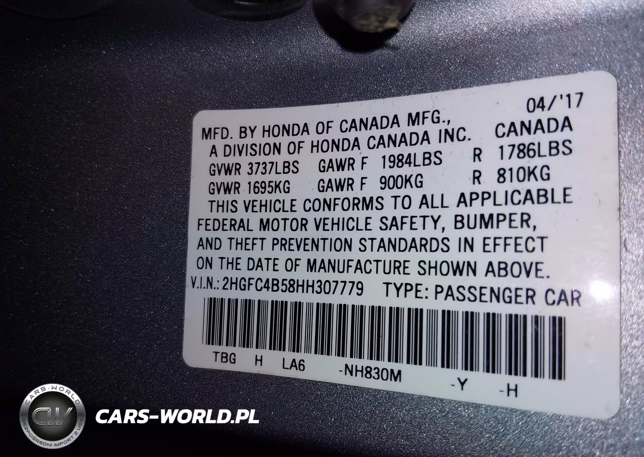 2017 Honda Civic Lx VIN:2HGFC4B58HH307779 - 9