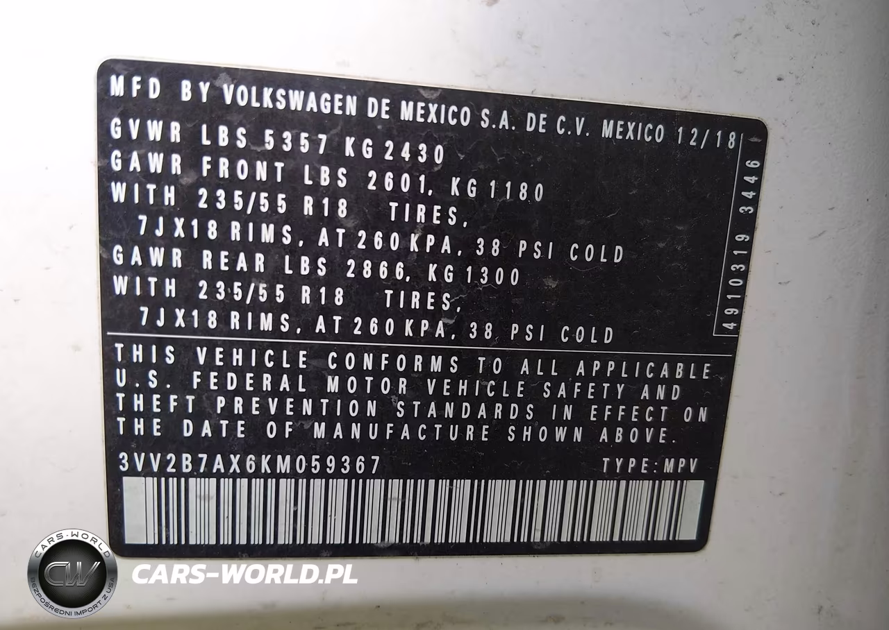 2019 Volkswagen Tiguan 2.0T Se-2.0T Sel-2.0T Sel R-Line-2.0T Sel R-Line Black VIN:3VV2B7AX6KM059367 - 9