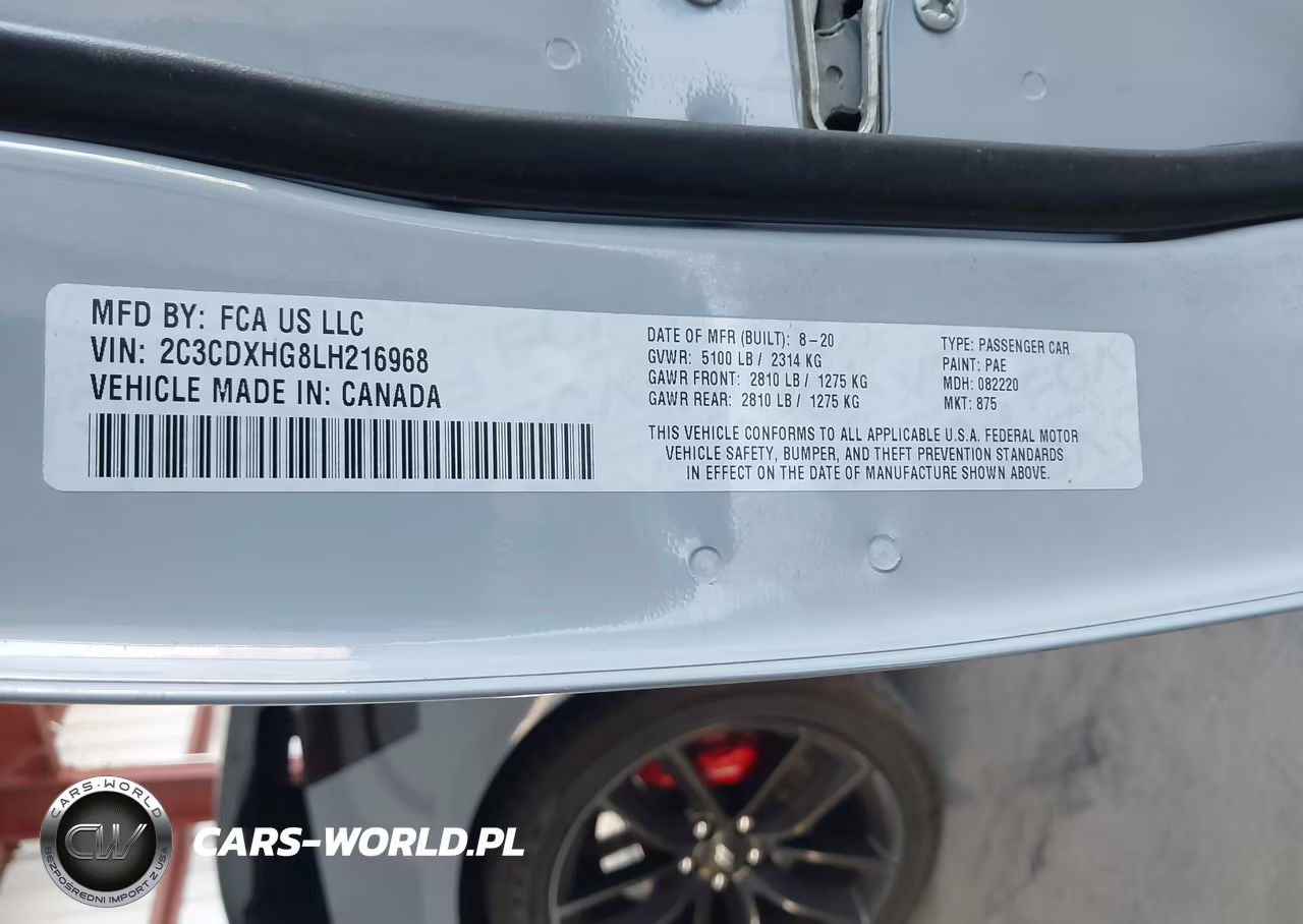 2020 Dodge Charger Gt Rwd VIN:2C3CDXHG8LH216968 - 9