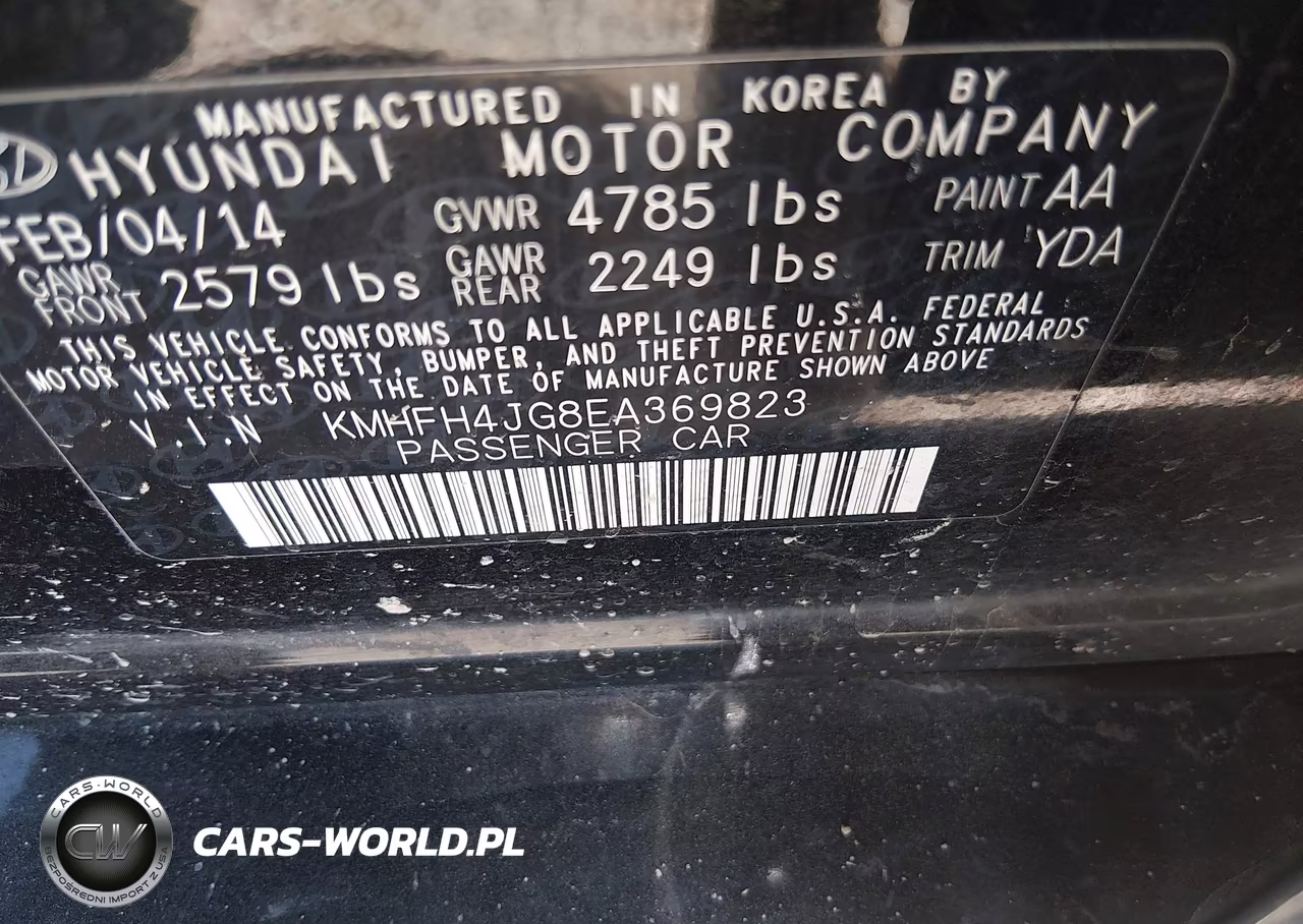 2014 Hyundai Azera Limited VIN:KMHFH4JG8EA369823 - 9