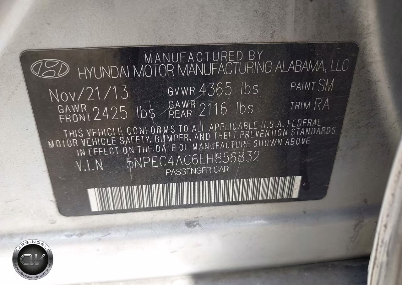2014 Hyundai Sonata Se VIN:5NPEC4AC6EH856832 - 9