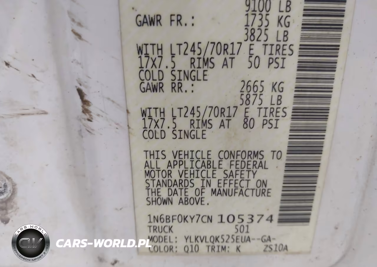 2012 Nissan Nv 2500 Nv2500 Hd S V6 VIN:1N6BF0KY7CN105374 - 9