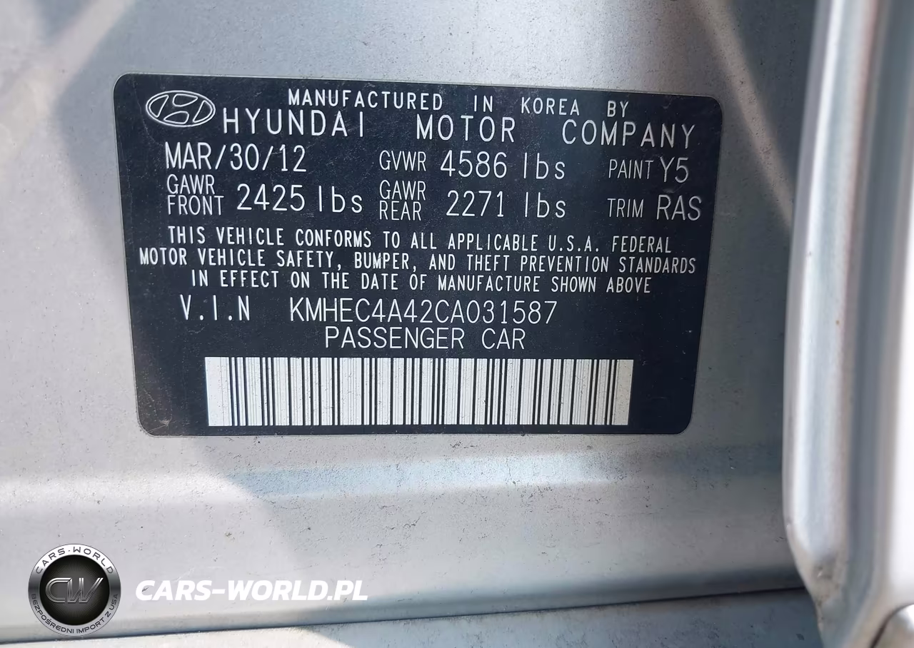 2012 Hyundai Sonata Hybrid VIN:KMHEC4A42CA031587 - 9
