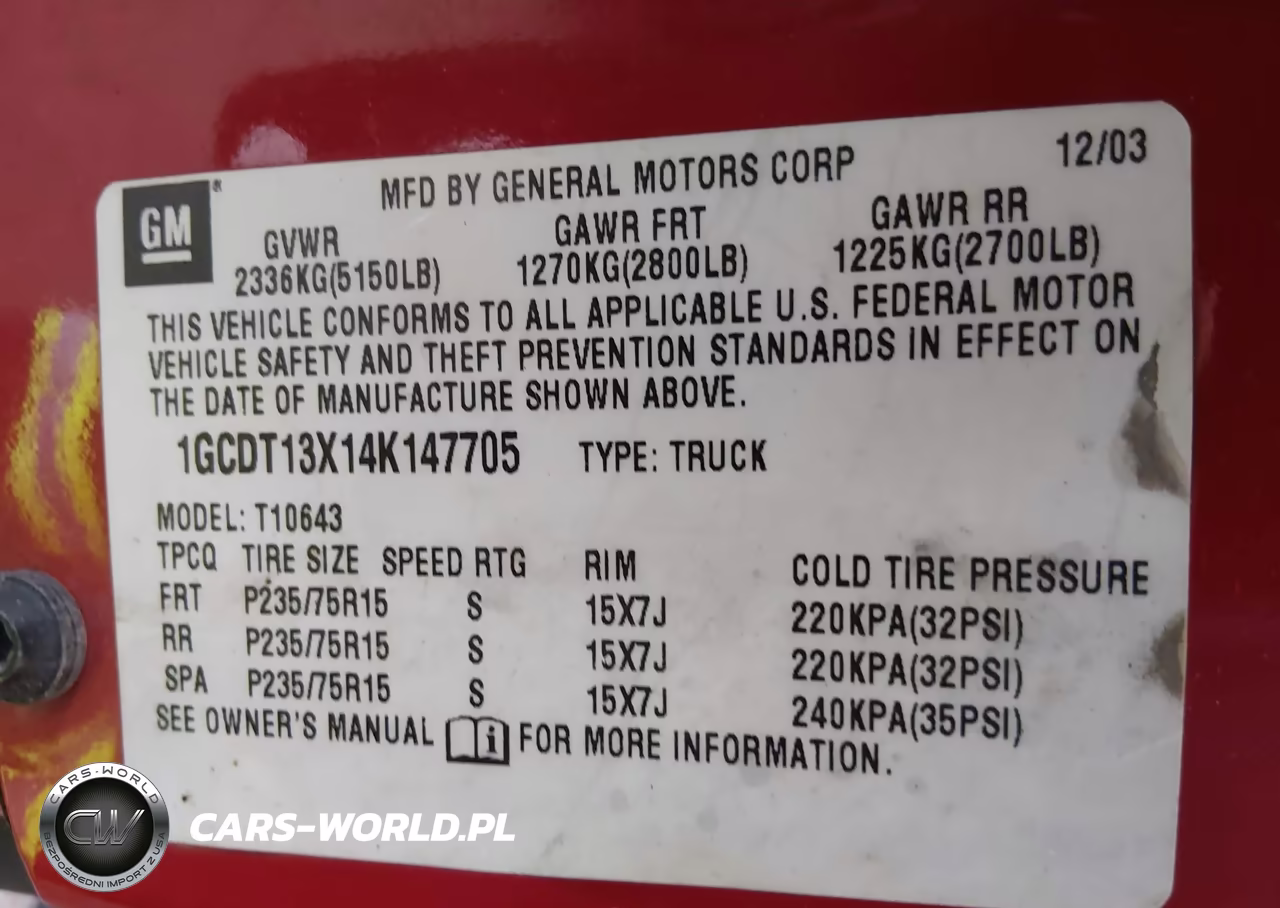 2004 Chevrolet S-10 Ls VIN:1GCDT13X14K147705 - 9