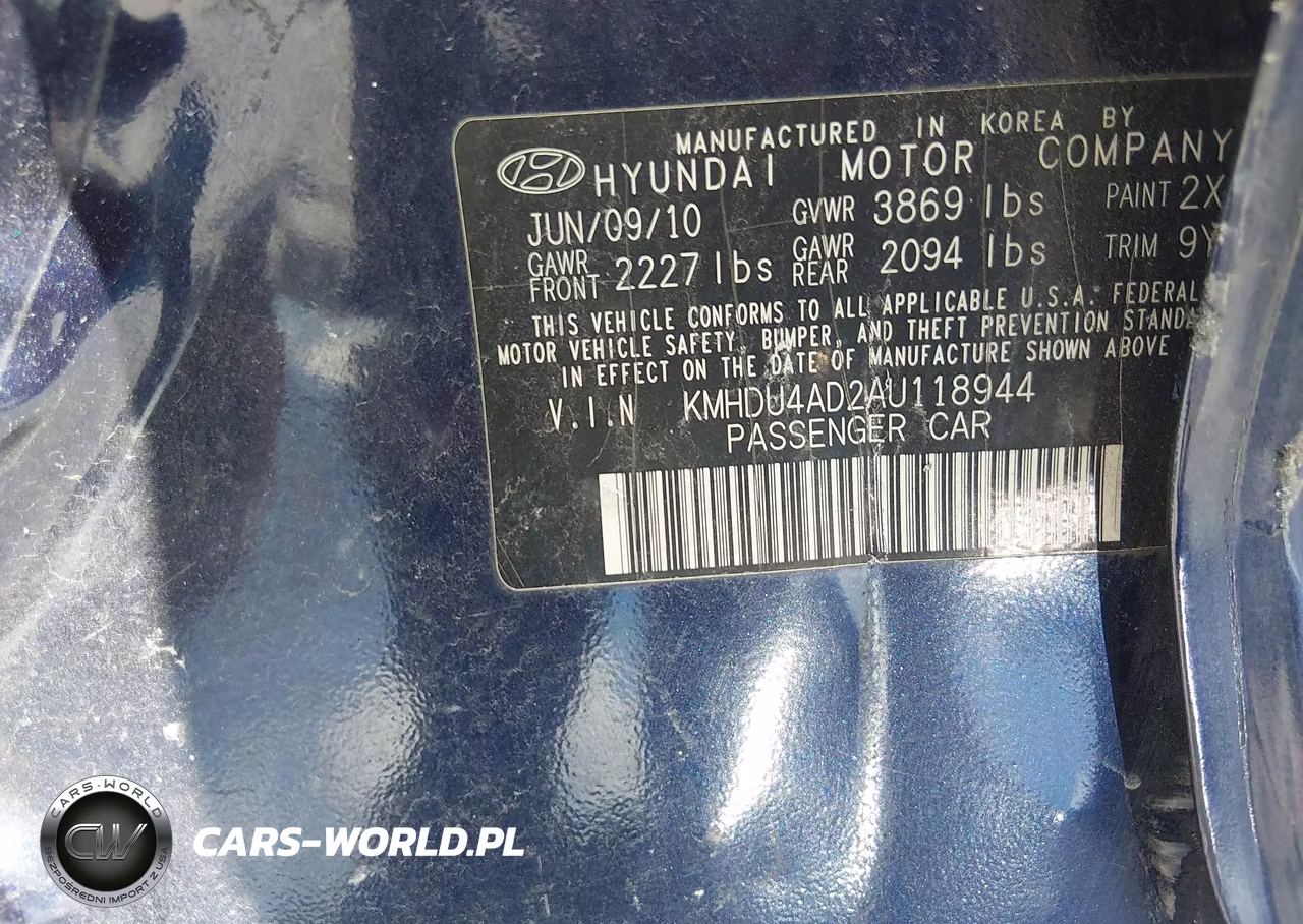 2010 Hyundai Elantra Gls VIN:KMHDU4AD2AU118944 - 9