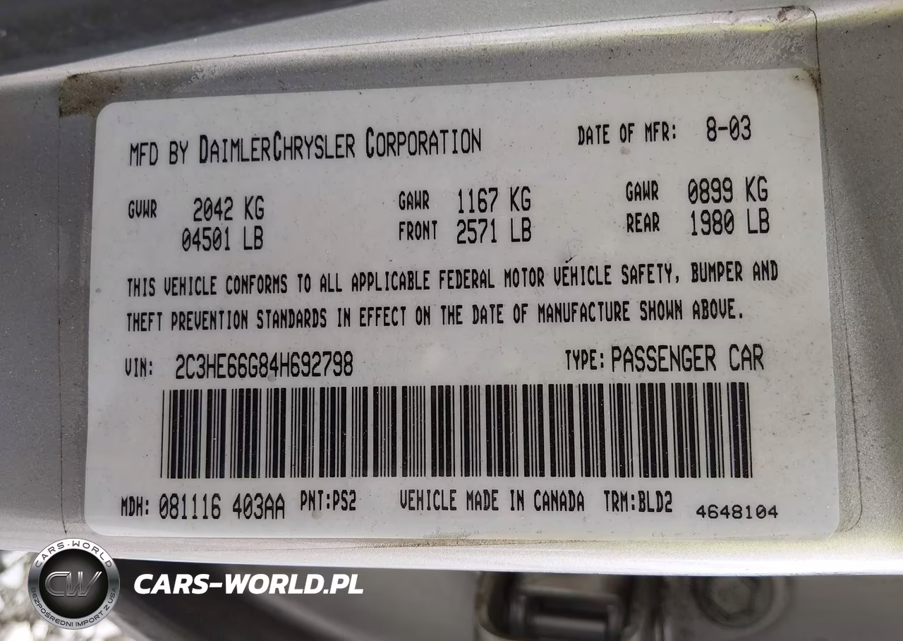 2004 Chrysler 300M VIN:2C3HE66G84H692798 - 9