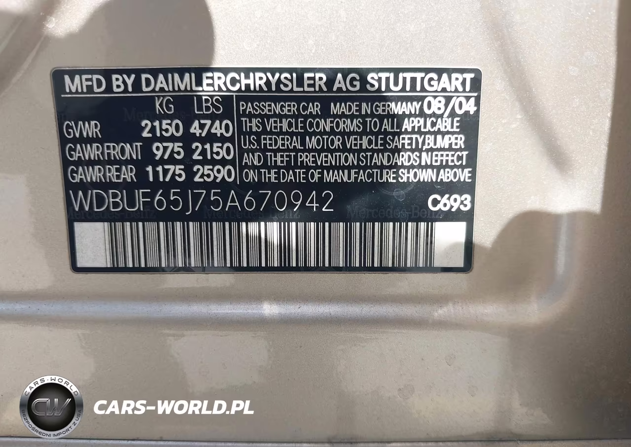 2005 Mercedes-Benz E 320 VIN:WDBUF65J75A670942 - 9