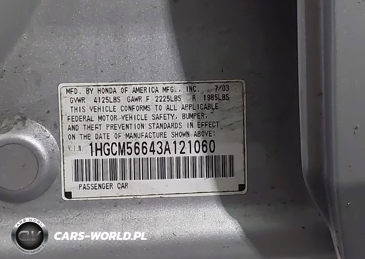 2003 Honda Accord 2.4 Ex VIN:1HGCM56643A121060 - 9