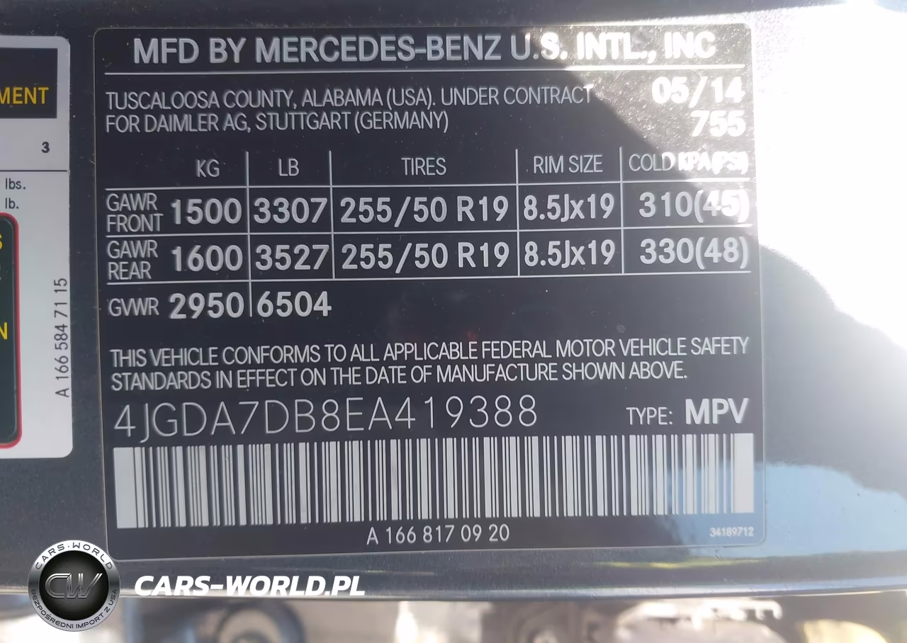 2014 Mercedes-Benz Ml 550 4Matic VIN:4JGDA7DB8EA419388 - 9