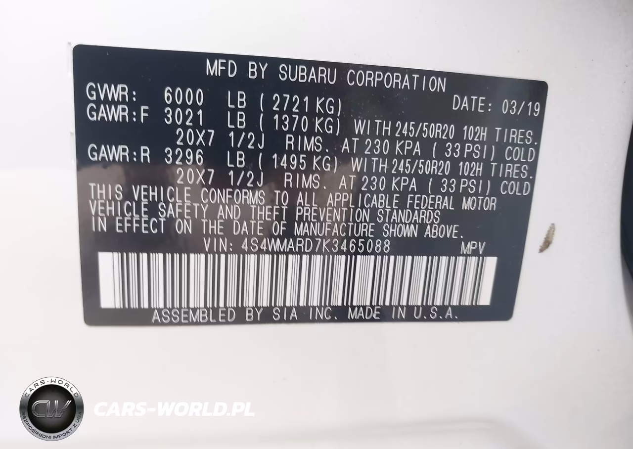 2019 Subaru Ascent Touring VIN:4S4WMARD7K3465088 - 9