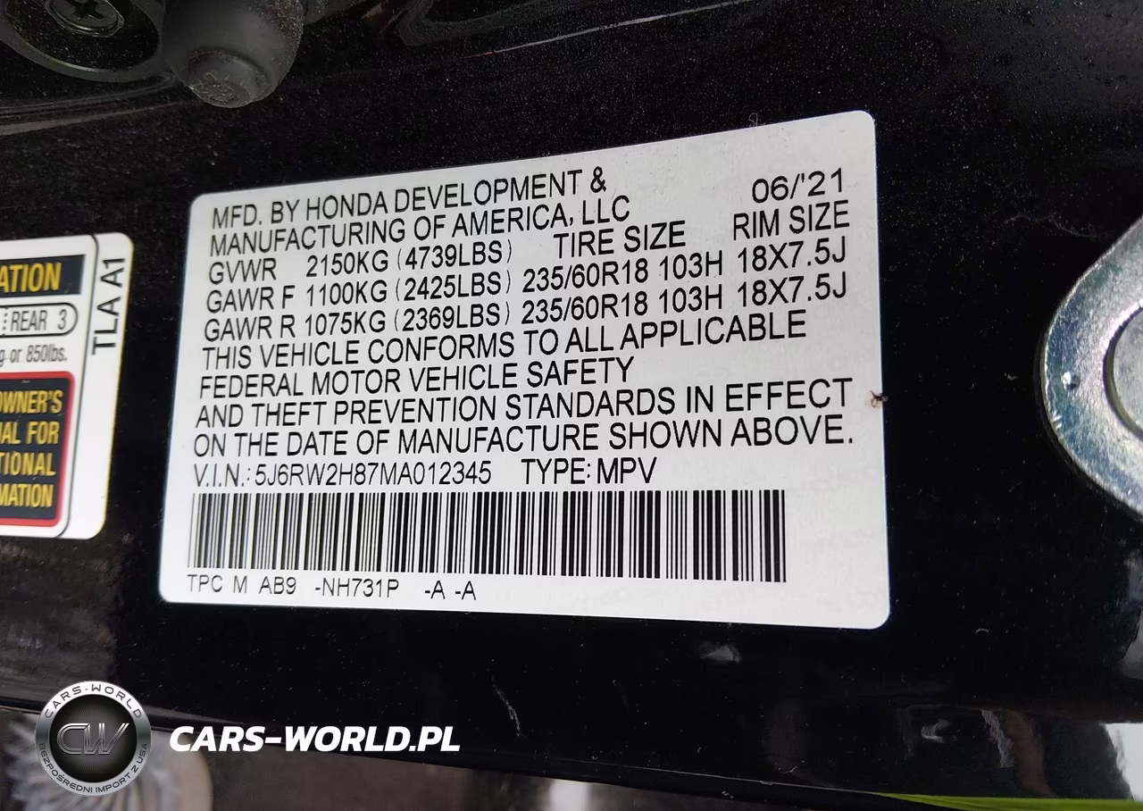 2021 Honda Cr-V Awd Ex-L VIN:5J6RW2H87MA012345 - 9