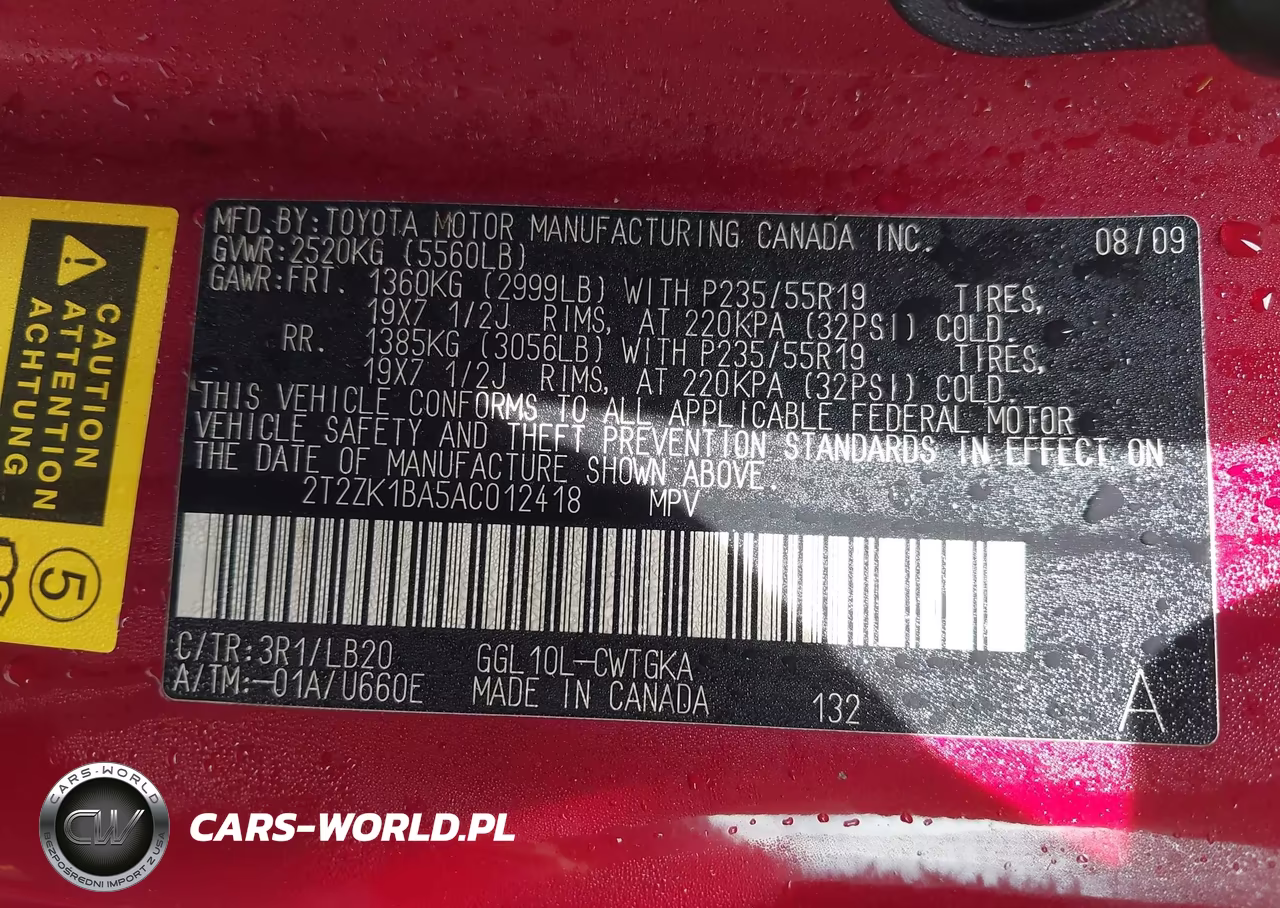 2010 Lexus Rx 350 VIN:2T2ZK1BA5AC012418 - 9