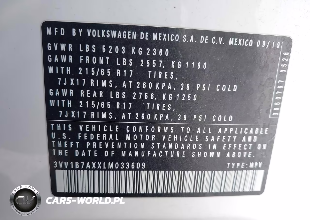2020 Volkswagen Tiguan 2.0T S VIN:3VV1B7AXXLM033609 - 9