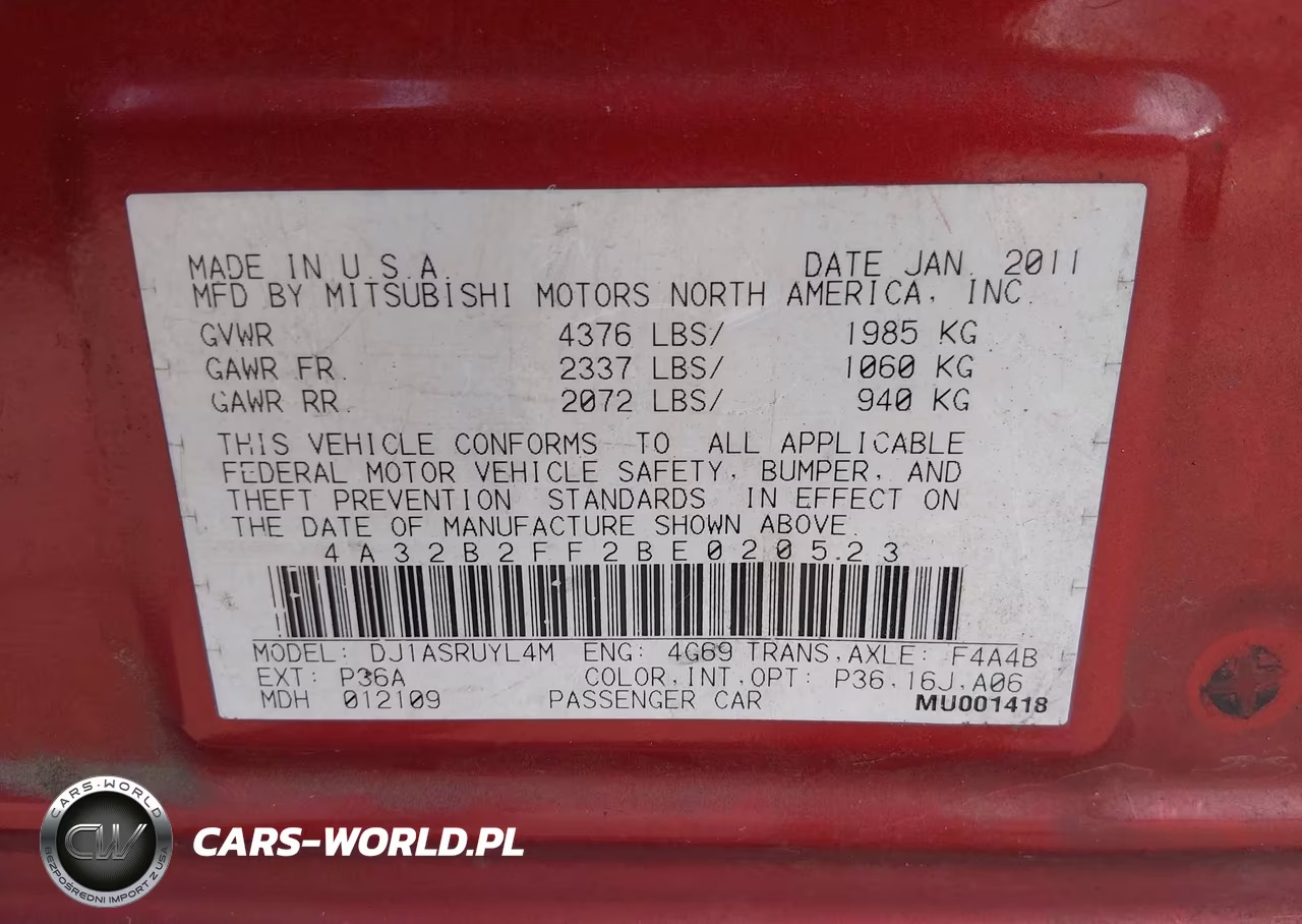 2011 Mitsubishi Galant Fe VIN:4A32B2FF2BE020523 - 9