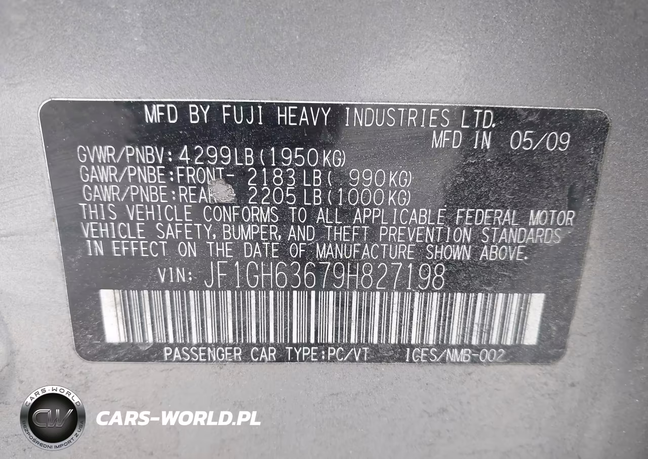 2009 Subaru Impreza Outback Sport VIN:JF1GH63679H827198 - 9