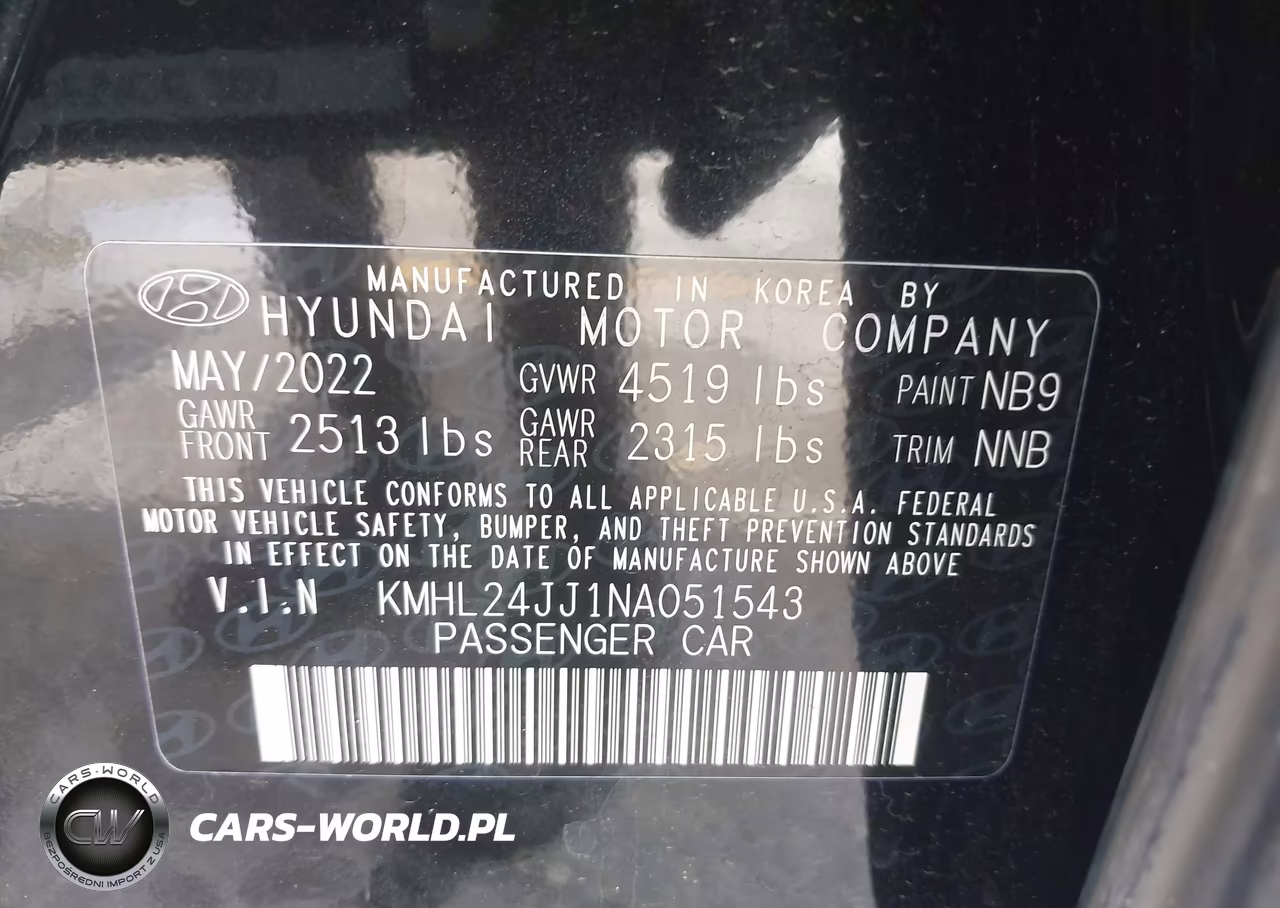 2022 Hyundai Sonata Hybrid Blue VIN:KMHL24JJ1NA051543 - 9
