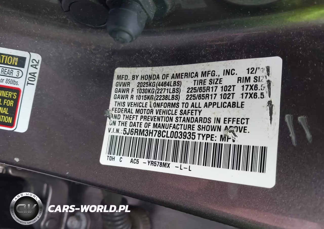 2012 Honda Cr-V Ex-L VIN:5J6RM3H78CL003935 - 9
