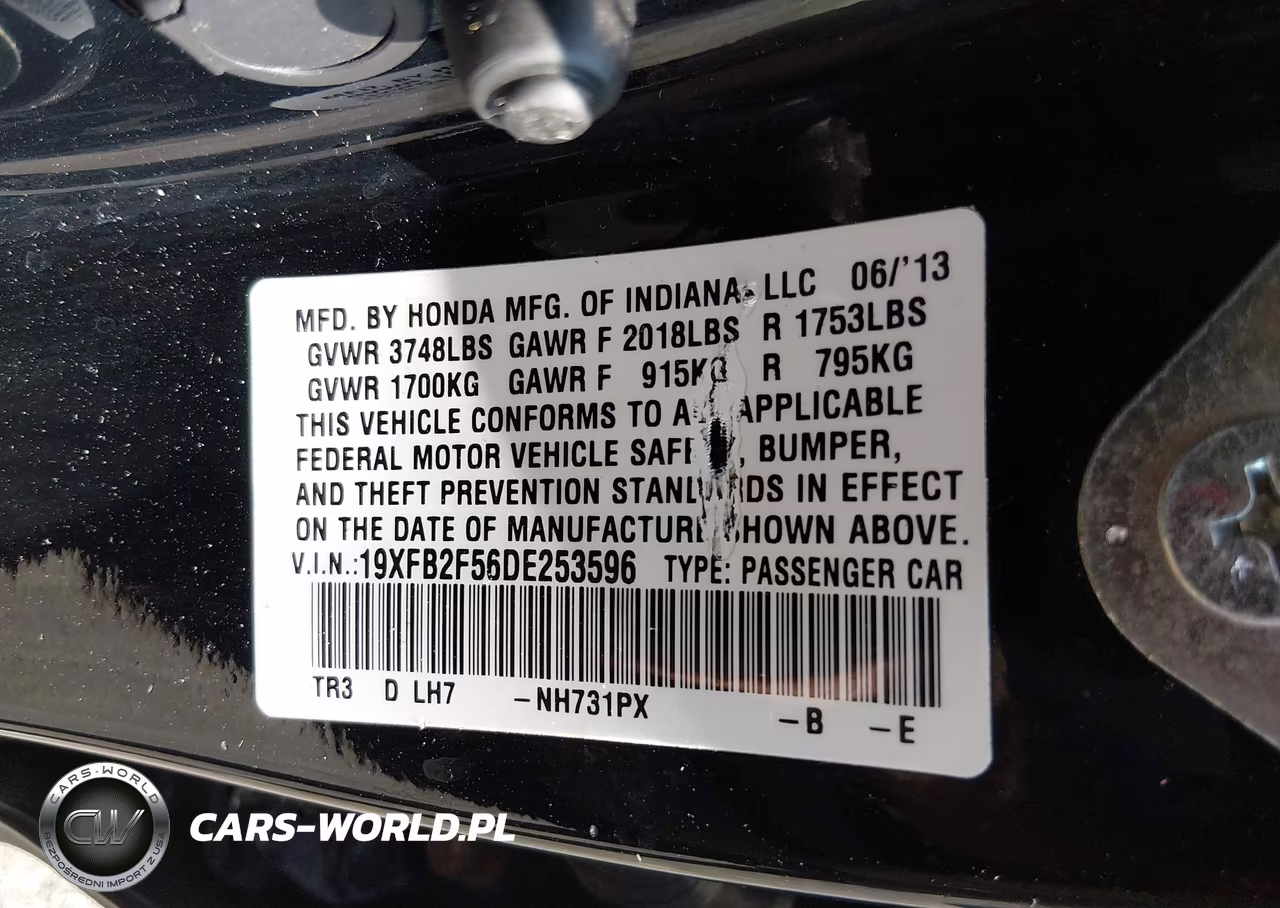 2013 Honda Civic Lx VIN:19XFB2F56DE253596 - 9