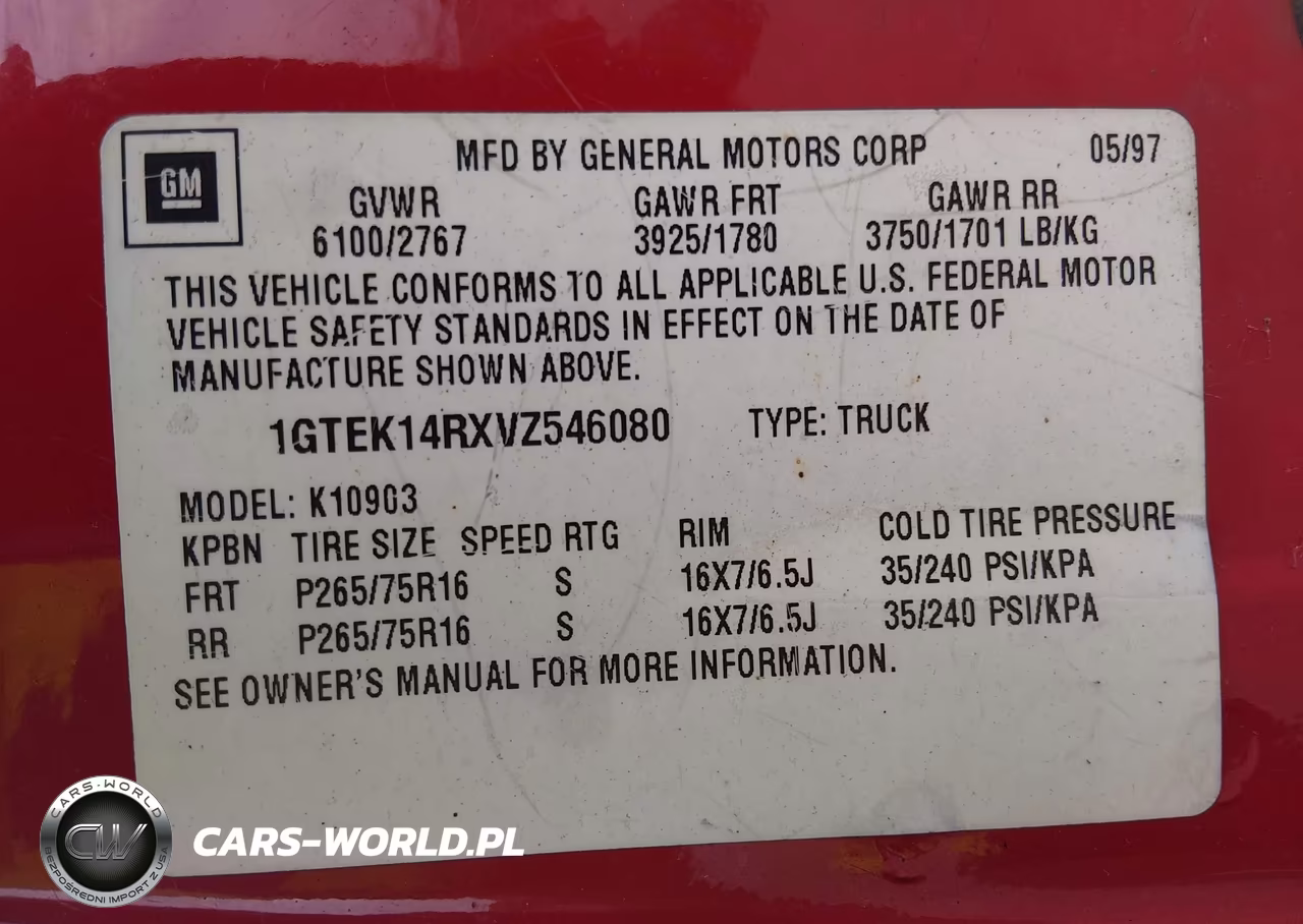1997 GMC Sierra 1500 Sl Wideside VIN:1GTEK14RXVZ546080 - 9