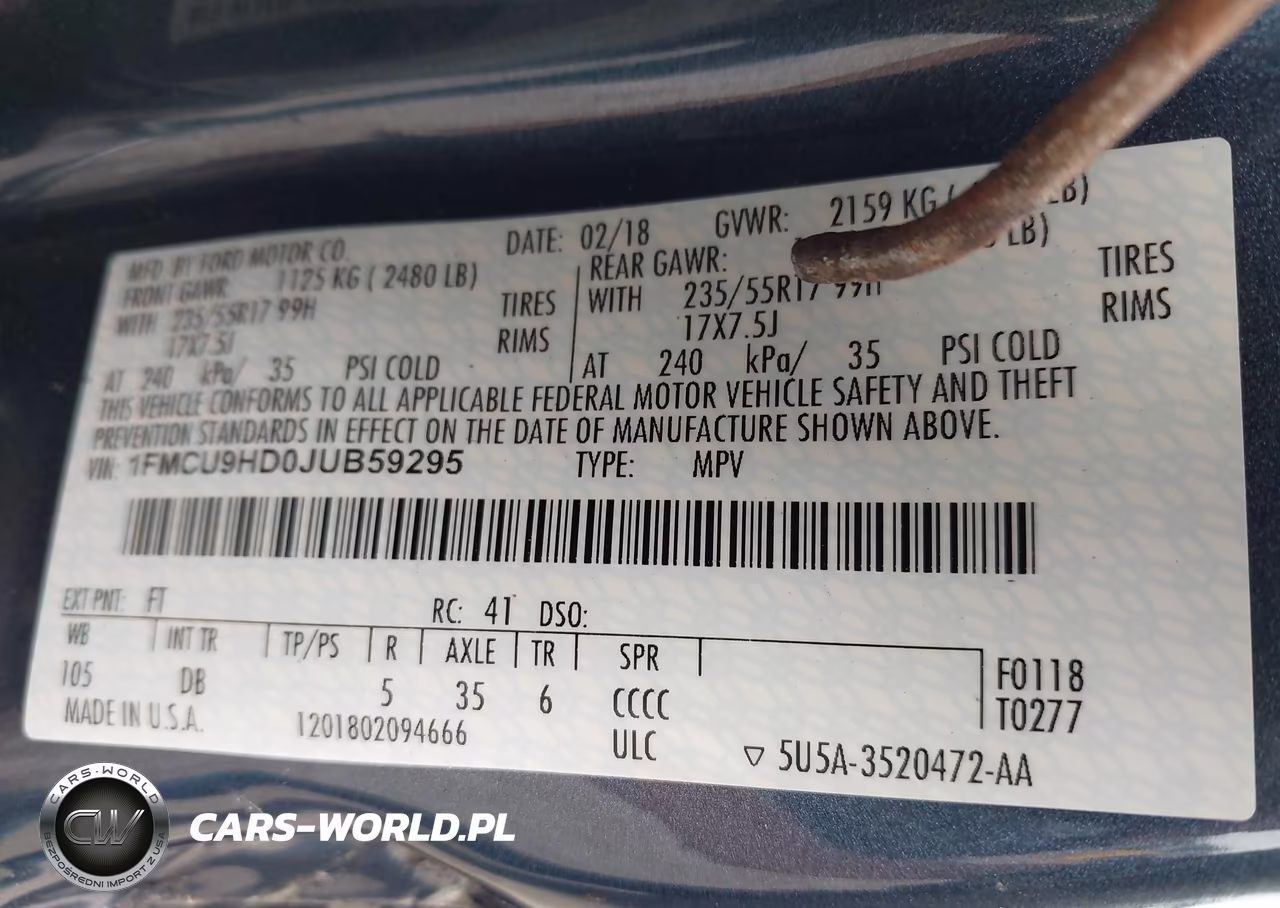 2018 Ford Escape Sel VIN:1FMCU9HD0JUB59295 - 9
