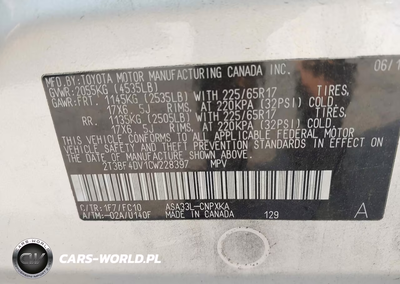 2012 Toyota Rav4 VIN:2T3BF4DV1CW228397 - 9
