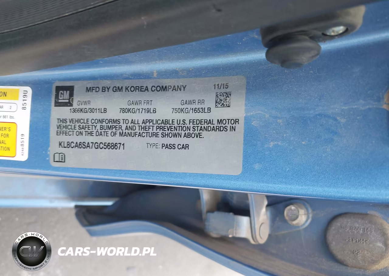 2016 Chevrolet Spark Ls Manual VIN:KL8CA6SA7GC568671 - 9