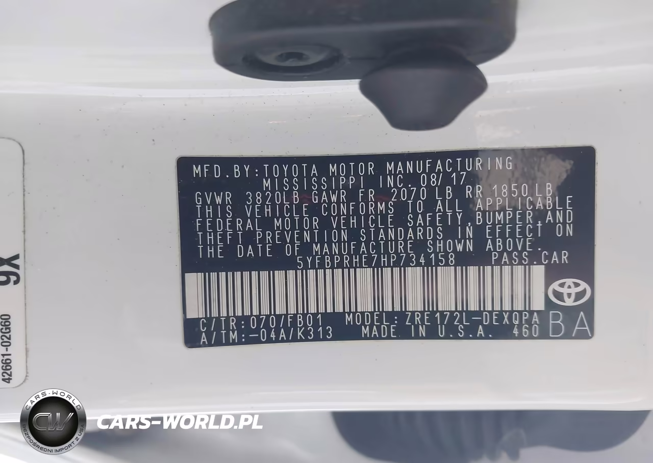 2017 Toyota Corolla Le Eco VIN:5YFBPRHE7HP734158 - 9