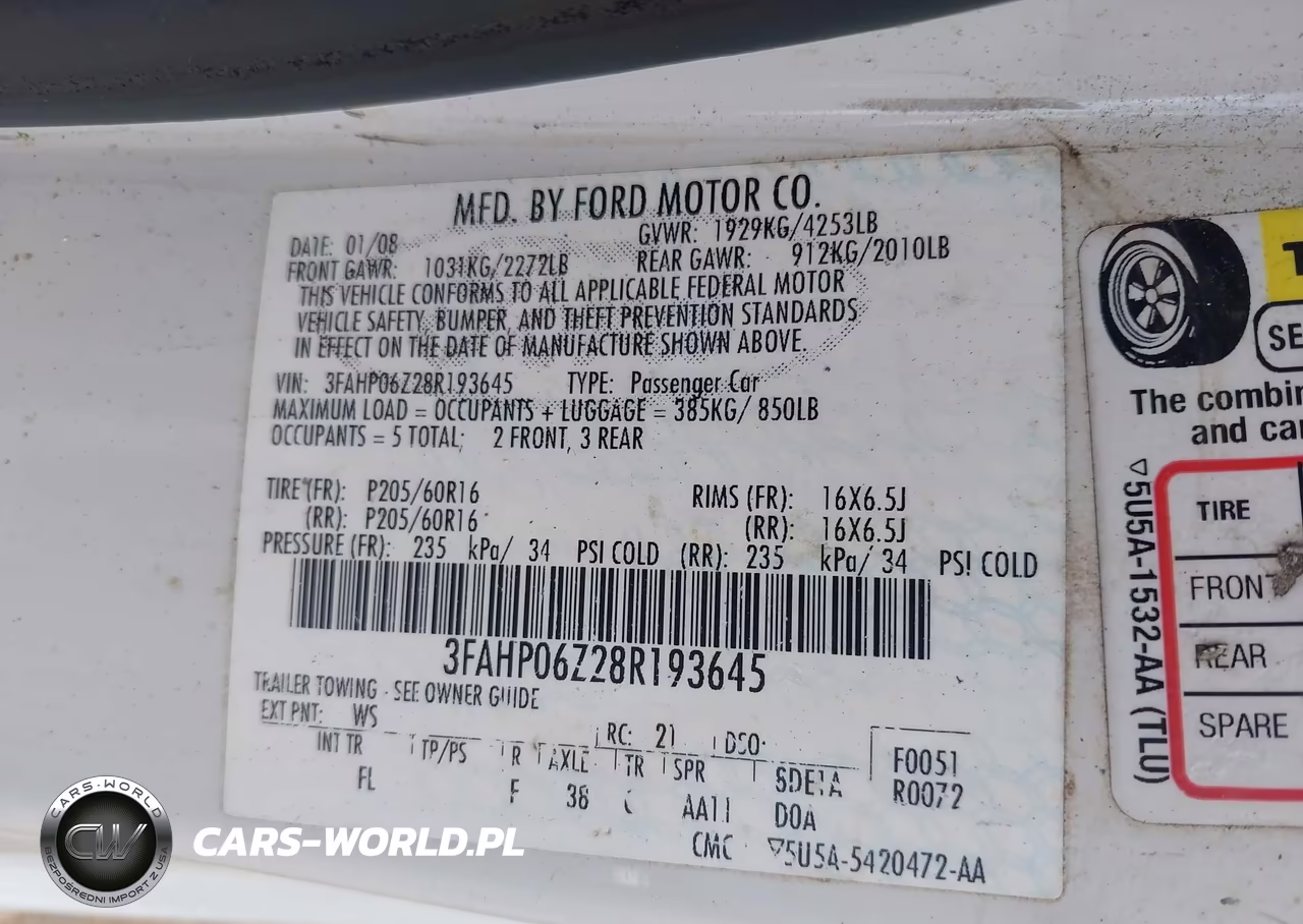 2008 Ford Fusion S VIN:3FAHP06Z28R193645 - 9
