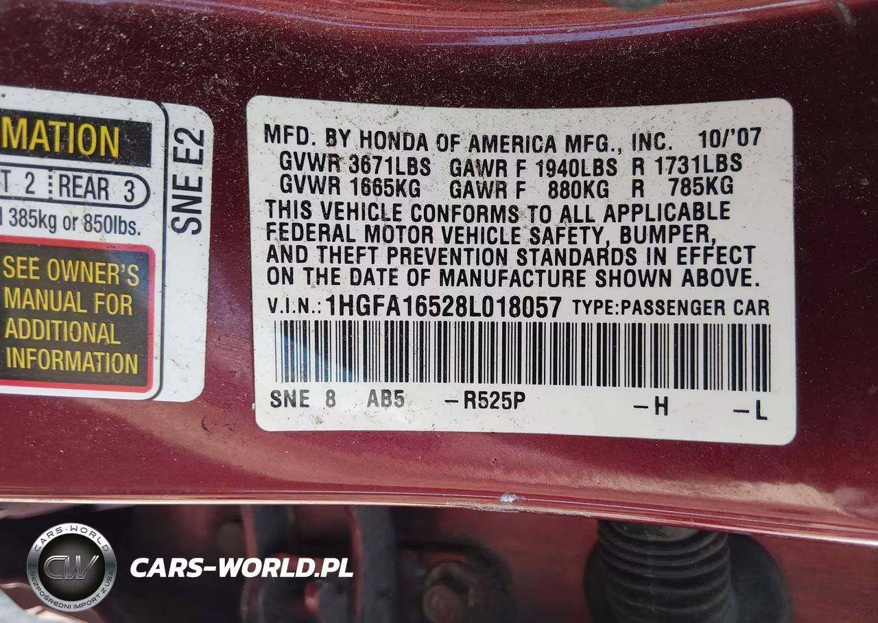 2008 Honda Civic Lx VIN:1HGFA16528L018057 - 9