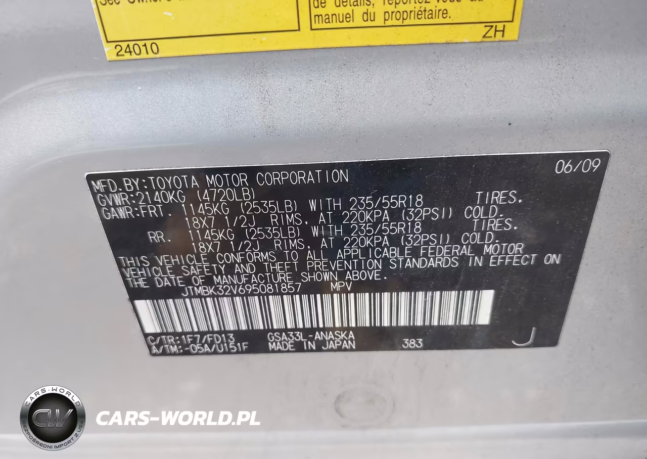 2009 Toyota Rav4 Sport V6 VIN:JTMBK32V695081857 - 9