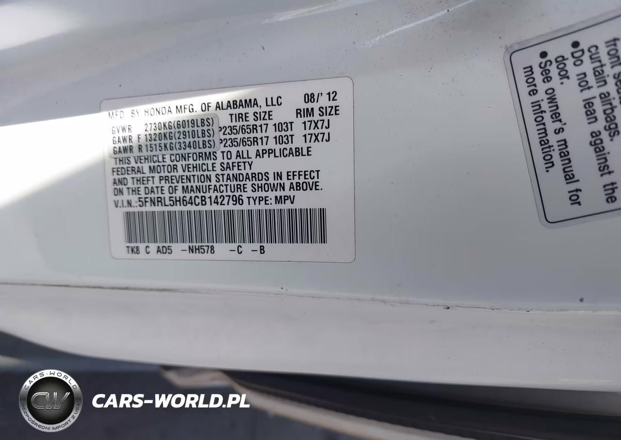 2012 Honda Odyssey Ex-L VIN:5FNRL5H64CB142796 - 9
