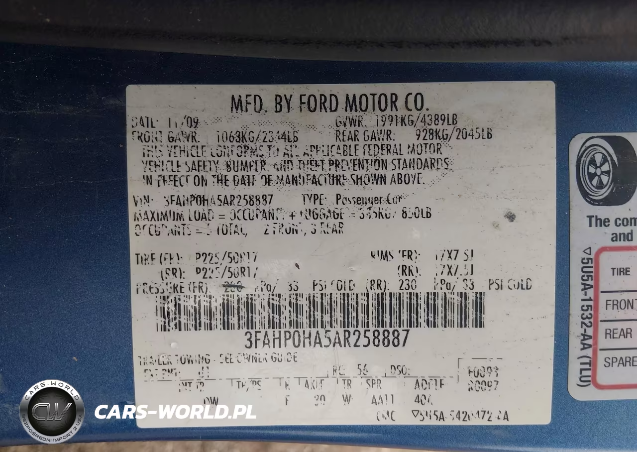 2010 Ford Fusion Se VIN:3FAHP0HA5AR258887 - 9